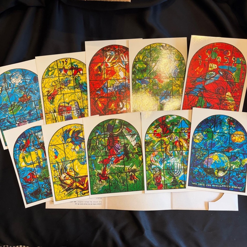 Vintage Marc Chagall The Twelve Windows Hadassah Jerusalem Postcard Set 10 of 12